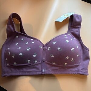 Snap Front Purple Daisy Bra size Large NEW WITH TAGS